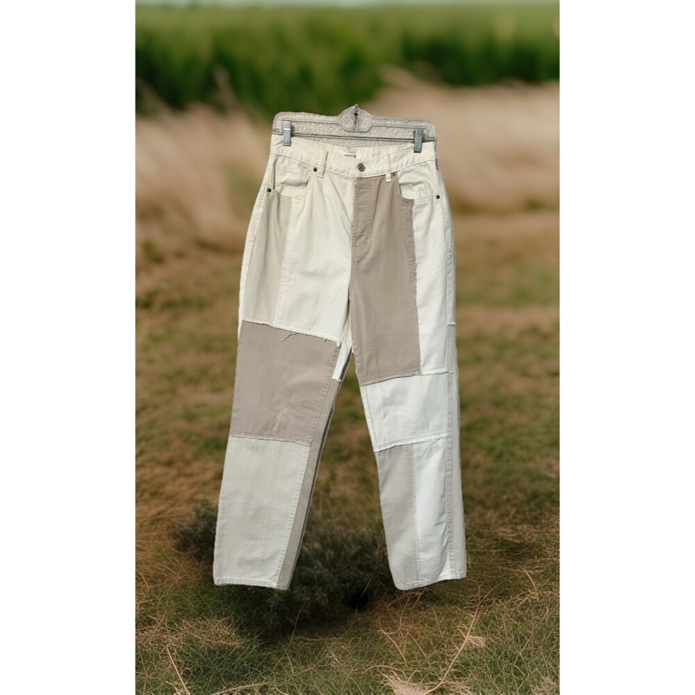 Pacsun Women’s 28 Dad Jeans Patchwork Jeans Slim Taper Multicolor Beige - Picture 4 of 16